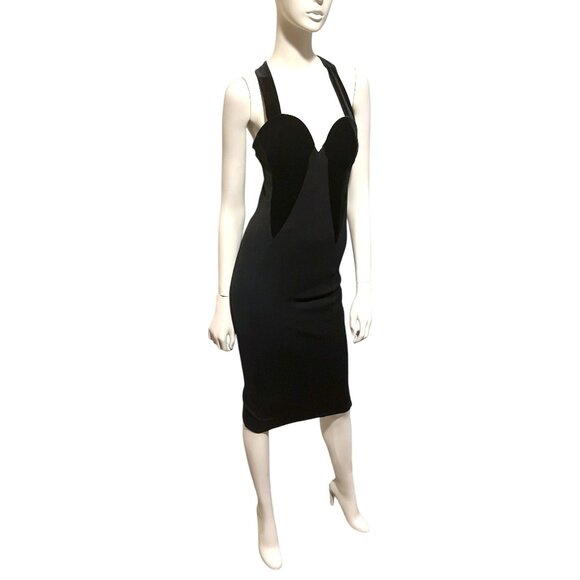 Y2K Bebe Halter Dress S Velour Bodycon Bandage Sexy Club Vamp Femme Bombshell - Picture 5 of 13